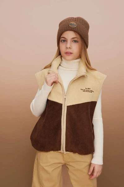 Kız Çocuk Yarım Balıkçı Yaka Pelüş Hırka Kahve - Defacto