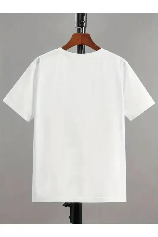 Kız Çocuk Yazlık Kumaş Gri Eşofman Çiçekli Kelebek Baskılı Beyaz Tişört Takım-Beyaz - 4