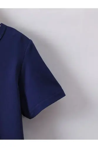 Kız Çocuk Yazlık Kumaş Lacivert Çiçekli Kelebek Baskılı Tişört-Eşofman Takım-lacivert - MORNİNG KİDS (1)