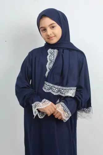 Kız Çocuk Yazlık Namaz Elbisesi Lacivert - LACİVERT - 1