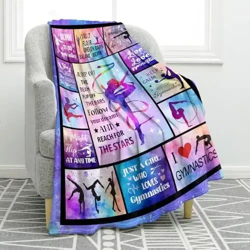 Jekeno Gymnastics Gifts Blanket for Girls Teens, Sport Gifts for Adult Kids, Gymnastics Stuff Decor for Gymnast Team Party 50