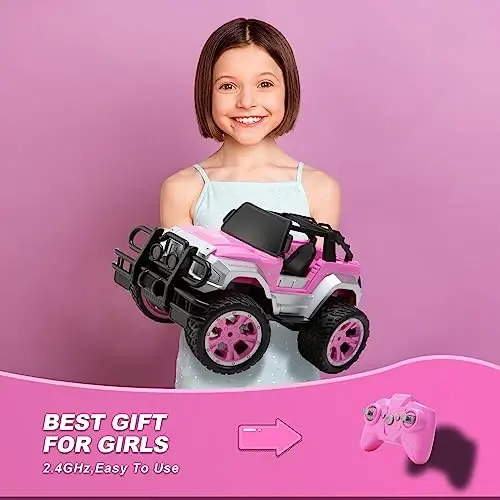 Remote Control Car for Girls, Pink RC Car with Doll and Sticker for Ages 6-10 Years Old Girls, 80 mins with Rechargeable Battery, 1: 16 Scale 2.4Ghz,OX11S Perfect Christmas Birthday Gifts for Grils - 5