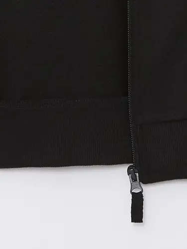 Siyah Kapüşonlu Basic Uzun Kollu Kız Çocuk Fermuarlı Sweatshirt-Siyah - 3