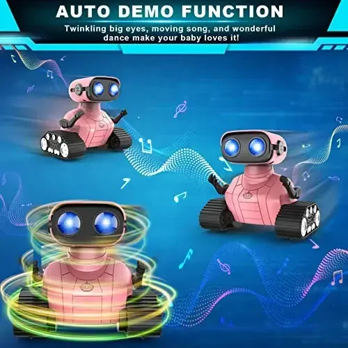 Hamourd Robot Toys for Girls, Rechargeable Remote Control Robots, Toy Robot with Auto-Demonstration, Flexible Head & Arms, Dance Moves, Music, and Shining LED Eyes, Girls Toys Age 6-8 2-7 - 3