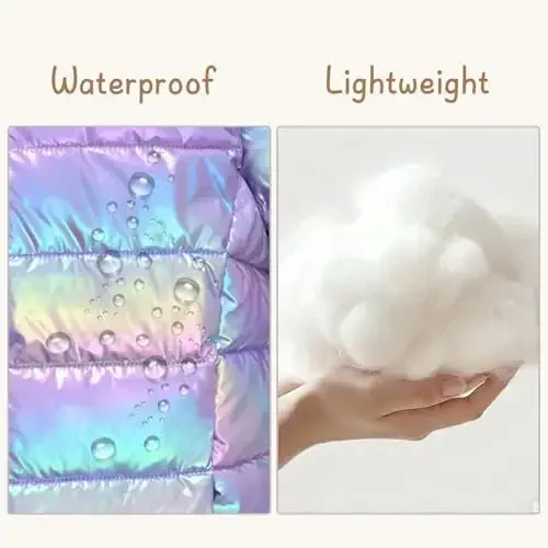 Lovekider Hooded Puffer Jacket for Girls 4-12T Packable Down-Alternative Warm Coat Shiny Outerwear for Kids Winter - 5