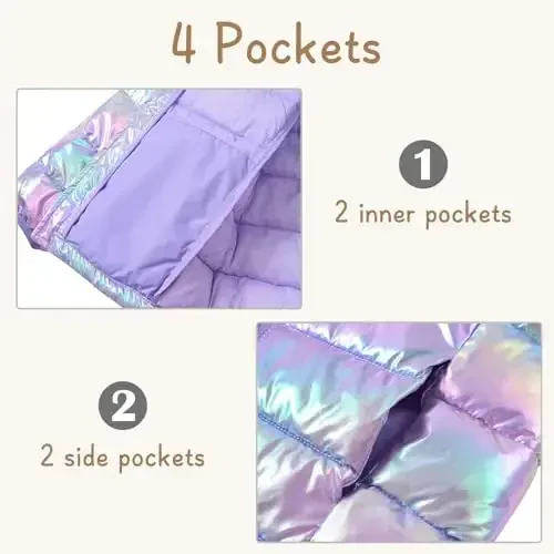 Lovekider Hooded Puffer Jacket for Girls 4-12T Packable Down-Alternative Warm Coat Shiny Outerwear for Kids Winter - 6