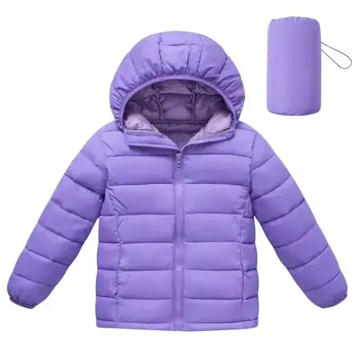 Lovekider Hooded Puffer Jacket for Girls 4-12T Packable Down-Alternative Warm Coat Shiny Outerwear for Kids Winter - LOVEKIDER (1)