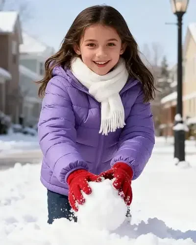 Lovekider Hooded Puffer Jacket for Girls 4-12T Packable Down-Alternative Warm Coat Shiny Outerwear for Kids Winter - 3