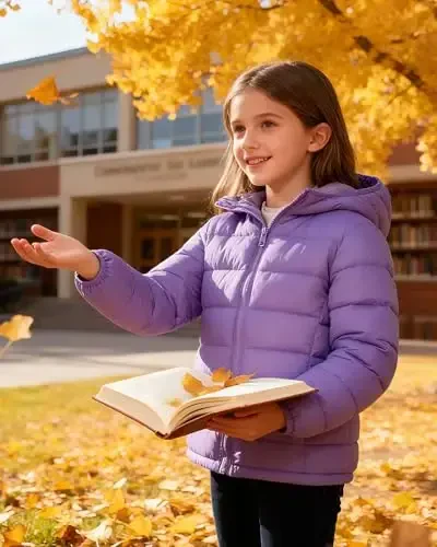 Lovekider Hooded Puffer Jacket for Girls 4-12T Packable Down-Alternative Warm Coat Shiny Outerwear for Kids Winter - 5