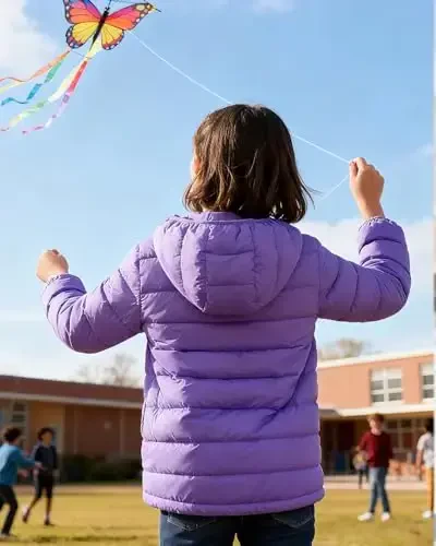 Lovekider Hooded Puffer Jacket for Girls 4-12T Packable Down-Alternative Warm Coat Shiny Outerwear for Kids Winter - 6