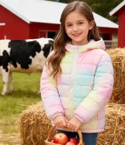 Lovekider Hooded Puffer Jacket for Girls 4-12T Packable Down-Alternative Warm Coat Shiny Outerwear for Kids Winter - 4