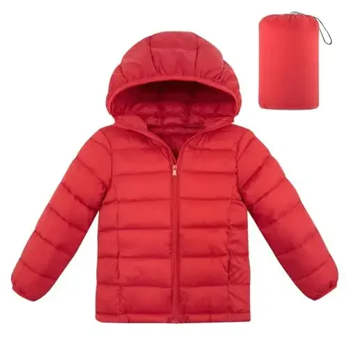 Lovekider Hooded Puffer Jacket for Girls 4-12T Packable Down-Alternative Warm Coat Shiny Outerwear for Kids Winter - 5