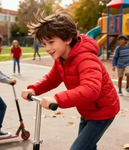 Lovekider Hooded Puffer Jacket for Girls 4-12T Packable Down-Alternative Warm Coat Shiny Outerwear for Kids Winter - 4