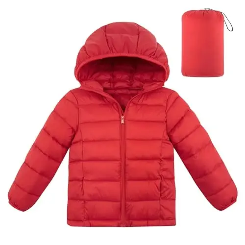Lovekider Hooded Puffer Jacket for Girls 4-12T Packable Down-Alternative Warm Coat Shiny Outerwear for Kids Winter - 5