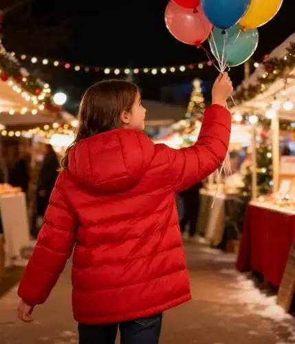 Lovekider Hooded Puffer Jacket for Girls 4-12T Packable Down-Alternative Warm Coat Shiny Outerwear for Kids Winter - 3