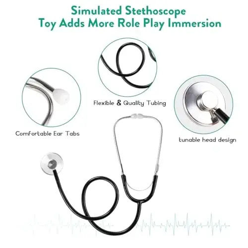 Meland Doctor Costume for Girls - Kids Scrubs with Lab Coat & Carry Bag, Doctor Dress Up for Halloween, Career Day Role Play - 3