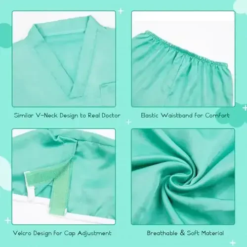 Meland Doctor Costume for Girls - Kids Scrubs with Lab Coat & Carry Bag, Doctor Dress Up for Halloween, Career Day Role Play - 4