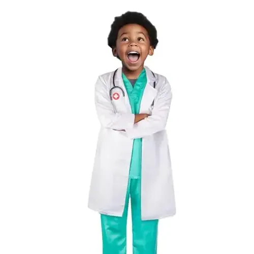 Meland Doctor Costume for Girls - Kids Scrubs with Lab Coat & Carry Bag, Doctor Dress Up for Halloween, Career Day Role Play - 5