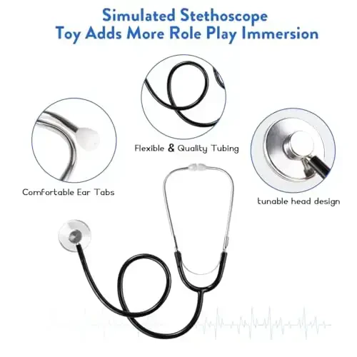 Meland Doctor Costume for Girls - Kids Scrubs with Lab Coat & Carry Bag, Doctor Dress Up for Halloween, Career Day Role Play - 2