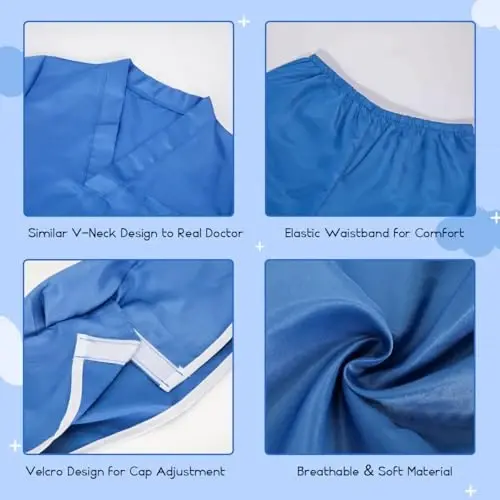 Meland Doctor Costume for Girls - Kids Scrubs with Lab Coat & Carry Bag, Doctor Dress Up for Halloween, Career Day Role Play - 4