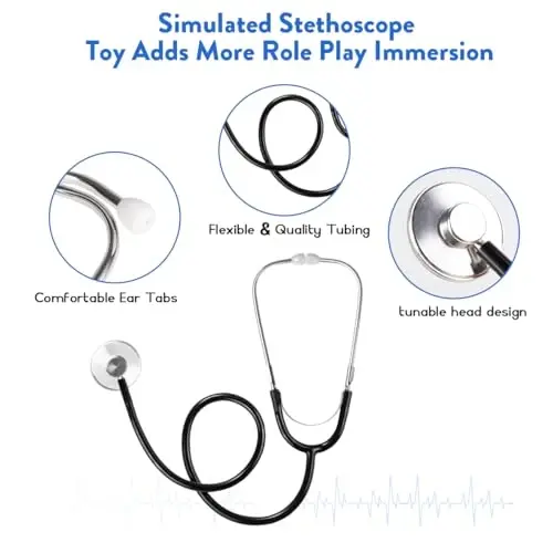 Meland Doctor Costume for Girls - Kids Scrubs with Lab Coat & Carry Bag, Doctor Dress Up for Halloween, Career Day Role Play 