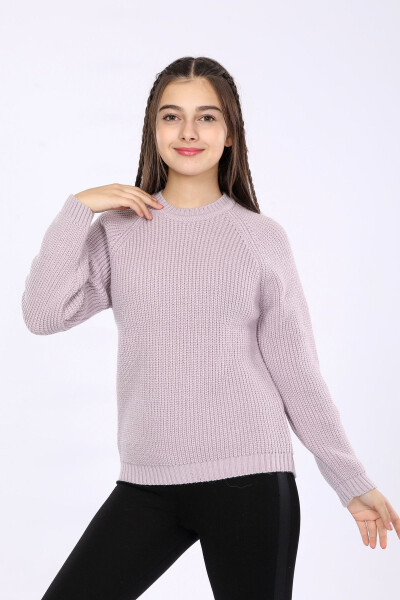 Kız Çocuk Regular Fit Basic Triko Kazak (4-13) Yaş-LİLA - CLOUDY KIDS
