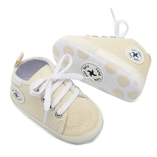 Baby Girls Boys Shoes Soft Anti-Slip Sole Newborn First Walkers High Top Canvas Denim Unisex Infant Sneaker - 2