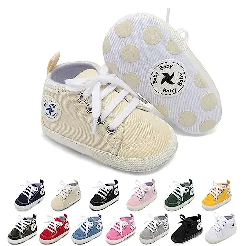Baby Girls Boys Shoes Soft Anti-Slip Sole Newborn First Walkers High Top Canvas Denim Unisex Infant Sneaker 