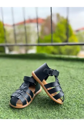 Kız Erkek Bebek Ortopedik Ayakkabı Sandalet - LACİVERT - MACCO SHOES (1)