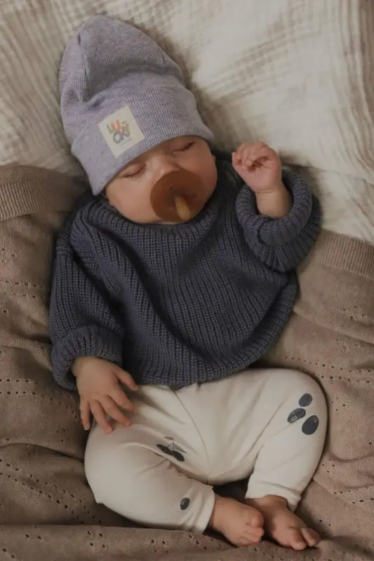 Kız Erkek Bebek Selanik Örgü Bisiklet Yaka Triko Çocuk Kazak 6 Ay-5 Yaş - Füme - Minytrendy