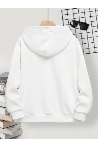 Kız-erkek Çocuk Sun Salt Sand Baskılı Beyaz Kapşonlu Sweatshirt ( Yeni Sezon )-3 - BAXIA (1)