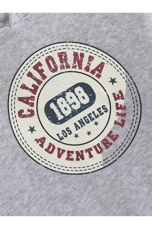 Kız-erkek Çocuk Colıfornıa 1898 Baskılı Gri Kapşonlu Sweatshirt ( Yeni Sezon ) - 5 - 3