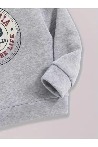 Kız-erkek Çocuk Colıfornıa 1898 Baskılı Gri Kapşonlu Sweatshirt ( Yeni Sezon ) - 5 - 5