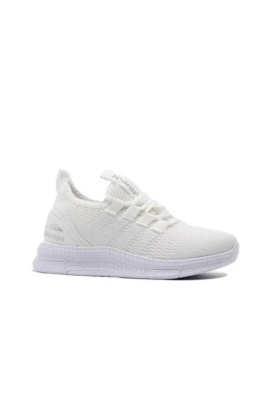 Kız Erkek Günlük Ortopedik Fileli Süs Bağcıklı Beyaz Çocuk Sneakers Spor Ayakkabı - Beyaz-bez - N DROPS