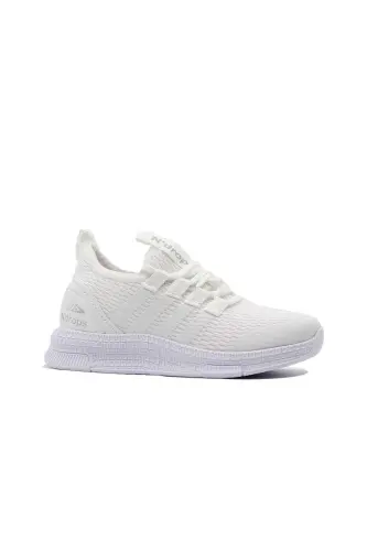 Kız Erkek Günlük Ortopedik Fileli Süs Bağcıklı Beyaz Çocuk Sneakers Spor Ayakkabı - Beyaz-bez 