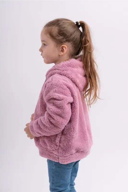 Kız Genç Çocuk Polar Welsoft Peluş Cepli Ceket-Pudra - 2