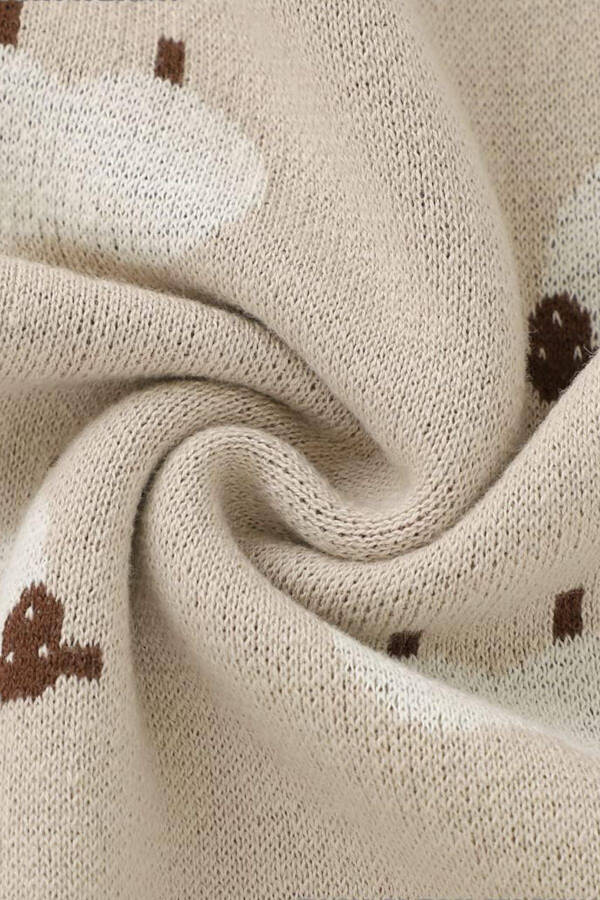 Kız Ve Erkek Bebek Için Triko Örgü Bebek Battaniyesi 85cm X85cm Yeni Koyuncuklar Bej - Bej2 - 7