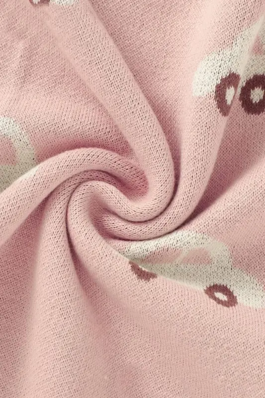 Kız Ve Erkek Bebek Için Triko Örgü Bebek Battaniyesi 85cm X85cm Araba Rüyası Pembe - Pembe - 3