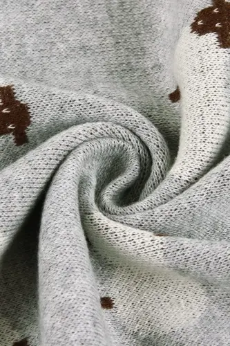 Kız Ve Erkek Bebek Için Triko Örgü Bebek Battaniyesi 85cm X85cm Yeni Koyuncuklar Gri - K.Gri2 - 3