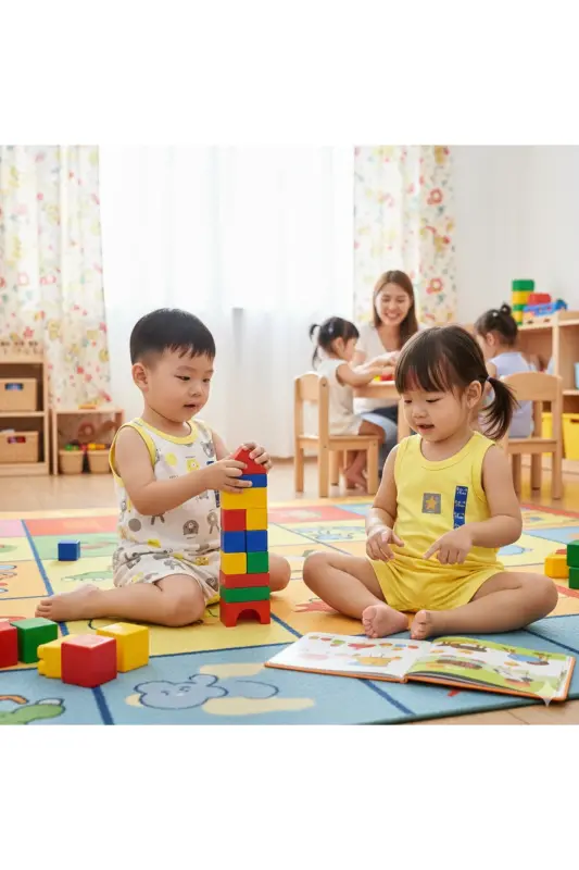 kız ve erkek bebek yazlık askılı tulum ikili bebek set yazlık bebek ürünleri-Sarı - 3