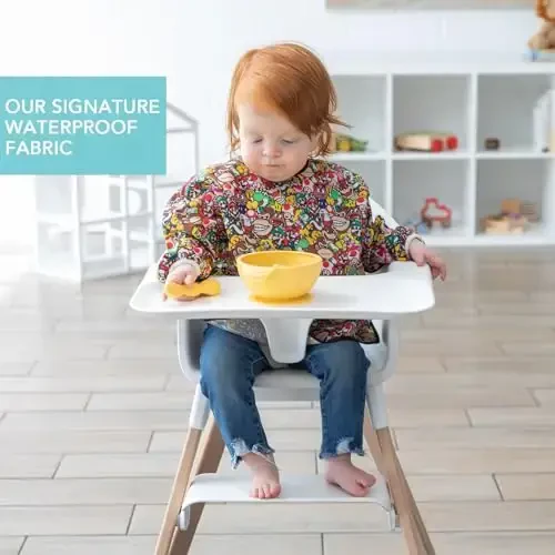 Bumkins Sleeved Bib for Girl or Boy, Baby and Toddler for 6-24 Mos, Essential Must Have for Eating, Feeding, Baby Led Weaning Supplies, Long Sleeve Mess Saving Food Catcher, Nintendo Super Mario - 3