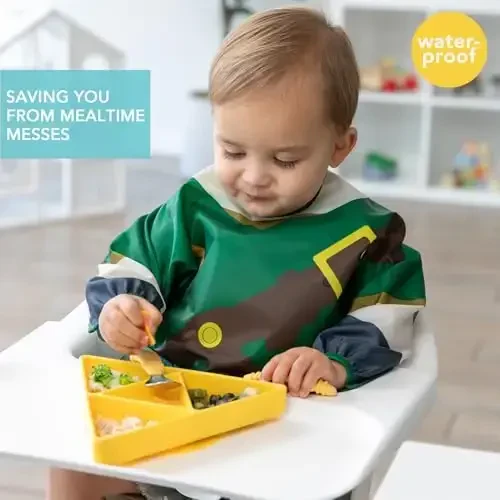 Bumkins Sleeved Bib for Girl or Boy, Baby and Toddler for 6-24 Mos, Essential Must Have for Eating, Feeding, Baby Led Weaning Supplies, Long Sleeve Mess Saving Food Catcher, Nintendo Legend of Zelda - MODAZONE (1)