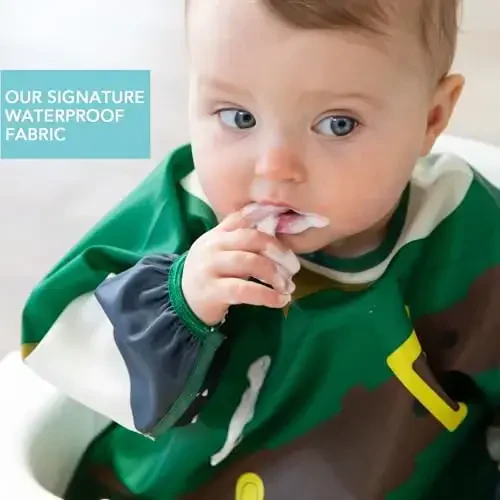 Bumkins Sleeved Bib for Girl or Boy, Baby and Toddler for 6-24 Mos, Essential Must Have for Eating, Feeding, Baby Led Weaning Supplies, Long Sleeve Mess Saving Food Catcher, Nintendo Legend of Zelda - 3