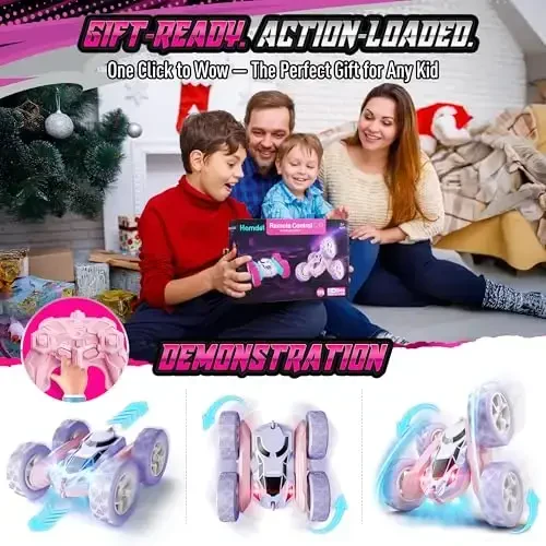 Hamdol Remote Control Car for Girls, Double-Sided Color Design Stunt RC Vehicle, Upgraded 4WD USB-C Rechargeable Toy, 2.4GHz Fast Electric STEM Toy, Birthday Age 6+ - 7