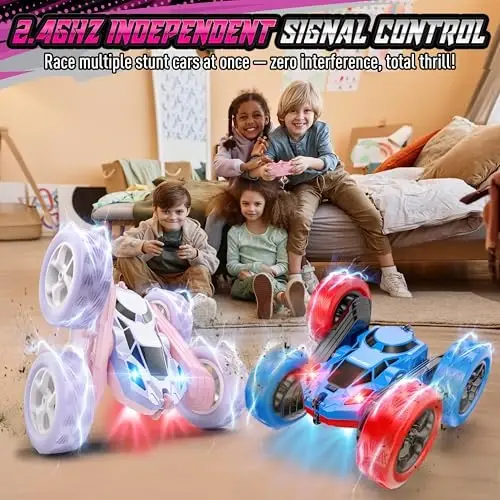 Hamdol Remote Control Car for Girls, Double-Sided Color Design Stunt RC Vehicle, Upgraded 4WD USB-C Rechargeable Toy, 2.4GHz Fast Electric STEM Toy, Birthday Age 6+ - HAMDOL (1)