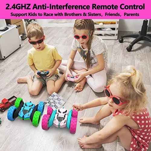 Hamdol Pink Remote Control Car for Girls, 360° Flipping Stunt Car with LED Headlights, Rechargeable 4WD Electric Toy Vehicle, Princess Gift for 6 7 8 9 10 11 Year Old Girls, Birthday & Christmas Toy - 5