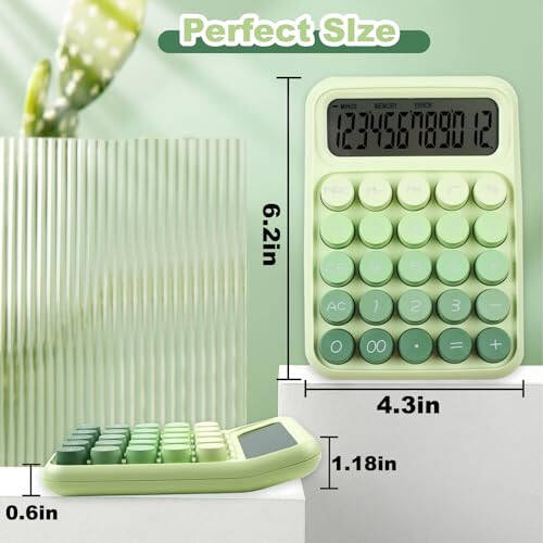 KJAHLAL Mechanical Pushbutton Calculator, 12 Digit Large LCD Display, Big Buttons Easy to Press Use as Office Calculators Desktop, Forest Green Computer Big Button for Schools, Homes and Businesses - 2