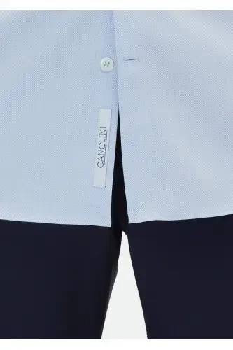 Кўк чизиқли Regular Fit тўқима классик 100% пахта кўйлак - 6