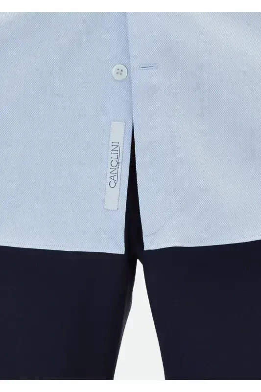 Кўк чизиқли Regular Fit тўқима классик 100% пахта кўйлак - 6