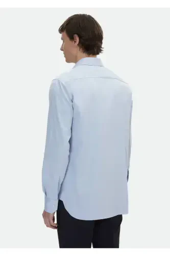 Кўк чизиқли Regular Fit тўқима классик 100% пахта кўйлак - 7